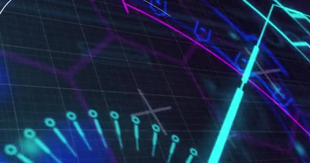 Animatie Van Multi Gekleurde Scope Scanning Met Markers Grid Achtergrond — Stockvideo