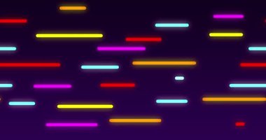 Çoklu parlayan neon renkli çizgilerin hareketli animasyonu. renk ve hareket kavramı dijital olarak oluşturulmuş video.