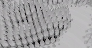 Birden fazla gri fırçanın oluşum içinde hareket edişinin canlandırması. soyut şekil ve hareket konsepti dijital olarak oluşturulmuş video.