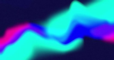 Yavaşça siyah zemin üzerinde sönmüş neon mavisi ve pembe organik şekilleri hareket ettiriyor. renk ve hareket kavramı dijital olarak oluşturulmuş video.
