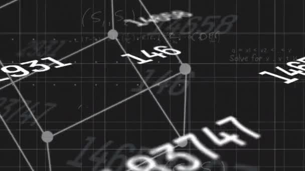 Animación Digital Formas Geométricas Números Cambiantes Contra Ecuaciones Matemáticas Sobre — Vídeo de stock