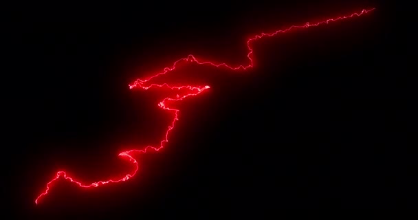 Red Lightning Bolts Electrical Current Moving Wildly Black Background Energy — Stock Video