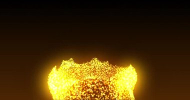 Siyah arka planda parıldayan altın parçacıkları yığını. enerji, elektrik, renk ve hareket konsepti, dijital olarak oluşturulmuş video.