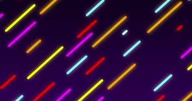 Çoklu renkli, parlayan neon köşegen çizgilerinin hareketsiz döngüsünün animasyonu. renk ve hareket kavramı dijital olarak oluşturulmuş video.