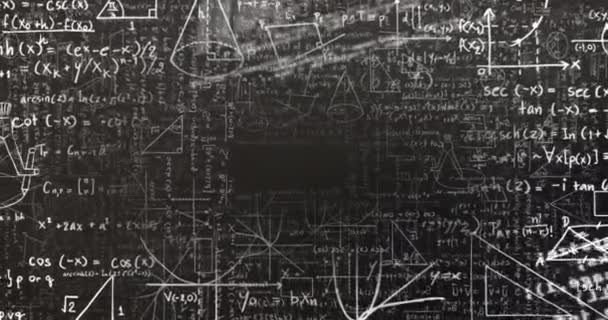 Siyah Zemin Üzerinde Matematiksel Denklemlere Karşı Veri Işleme Dijital Animasyonu — Stok video