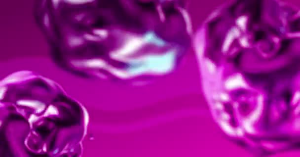 金属ピンクの有機的な形が出現し ピンクの波状の背景に移動します 色と動きの概念はデジタルで生成され — ストック動画