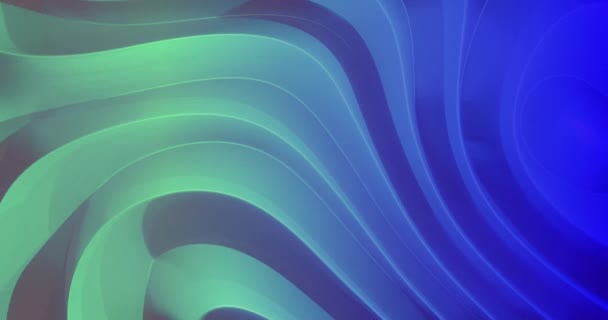 Verde Azul Luz Sombra Jugando Movimiento Acanalado Forma Abstracta Concepto — Vídeo de stock