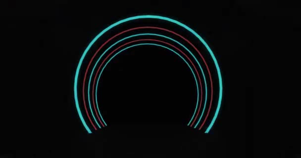 Concentric Blue Pink Neon Light Arches Pulsating Black Background Energy — Stock Video