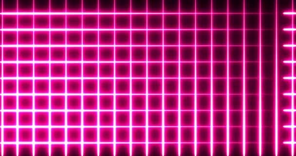 Animatie Van Gloeiende Neon Rood Vierkante Mazen Bewegen Naadloze Lus — Stockvideo