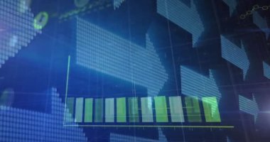 Oklar üzerinden kaydedilen finansal veri işleme ve istatistiklerin animasyonu. dijital arayüz küresel bağlantı ve finans konsepti dijital olarak oluşturulmuş video.