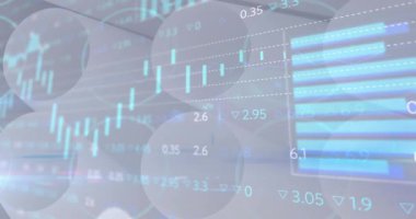 Finansal veri işleme ve istatistik kaydının animasyonu. dijital arayüz küresel bağlantı ve finans konsepti dijital olarak oluşturulmuş video.