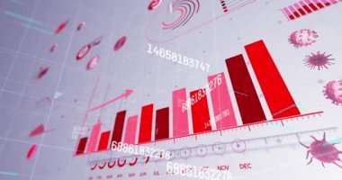 Gri arkaplanda covid-19 istatistiksel veri işleme karşı yüzen çoklu değişen sayıların dijital animasyonu. Coronavirüs covid 19 salgın konsepti