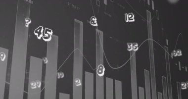Gri arkaplanda finansal veri işlemesine karşı yüzen birden fazla sayının dijital animasyonu. küresel finans ve ekonomi kavramı