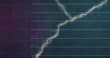 Mavi arka planda finansal veri işleme üzerindeki gök gürültüsünün dijital animasyonu. küresel finans ve iş konsepti