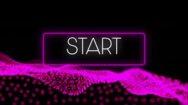 Siyah arkaplan üzerinde mor parlayan ağlı neon metnin canlandırması. dijital arayüz bağlantısı ve dijital olarak oluşturulan iletişim konsepti.