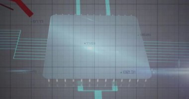 Kaydedilen kırmızı çizgilerin animasyonu ve ekranda değişen numaralar. dijital arayüz küresel bağlantı ve dijital olarak oluşturulan iletişim konsepti.