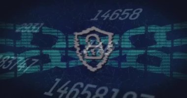 Sayıları değişen çevrimiçi güvenlik asma kilit ve zincirlerinin animasyonu. dijital arayüz küresel bağlantı ve çevrimiçi güvenlik konsepti dijital olarak oluşturulmuş video.