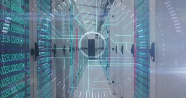 Animation Der Datenverarbeitung Und Scannen Des Umfangs Über Computerserver Digitale — Stockvideo