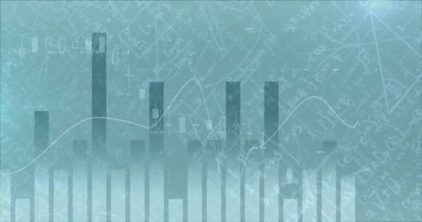 Matematiksel Denklemler Üzerine Kaydedilen Istatistik Çizgilerin Animasyonu Dijital Arayüz Küresel — Stok video