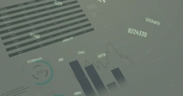 Animación Digital Múltiples Números Cambiantes Contra Procesamiento Datos Financieros Finanzas — Vídeos de Stock