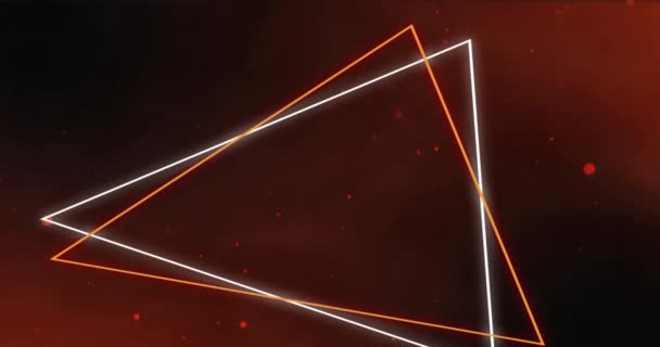Анимирование Очертаний Белого Оранжевого Треугольников Красными Пятнами Заднем Плане Подключение — стоковое видео