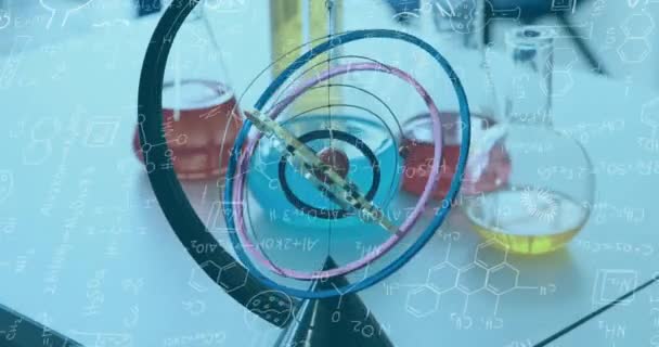 Animation Kemiske Forbindelser Videnskabelige Formler Atommodel Laboratorium Videnskab Forskning Medicin – Stock-video
