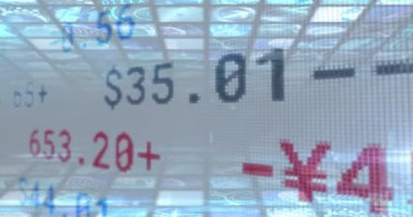 Dijital simge ekranlarına karşı borsa veri işleme dijital animasyonu. küresel finans ve iş kavramı.