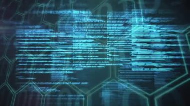 Birden fazla sayı ve ızgara üzerinde yüzen veri ve bilginin animasyonu. dijital arayüz küresel bağlantılar konsepti dijital olarak oluşturulmuş video.