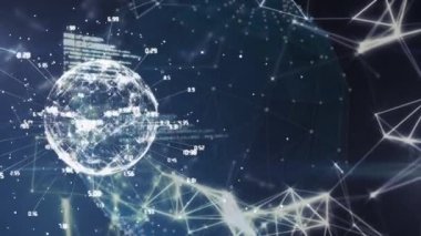 Dönen küreye karşı bağlantı ağı ve veri işleme ağının dijital animasyonu. bilgisayar arayüzü ve ağ teknolojisi kavramı.