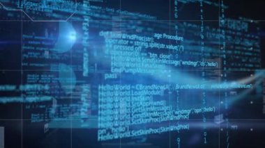 Bir ızgara üzerinde grafik verilerinin ve bilgilerin animasyonu. dijital arayüz küresel bağlantılar konsepti dijital olarak oluşturulmuş video.