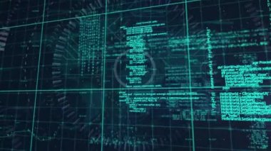 Bir dünya haritası üzerinde veri ve bilginin bir ızgarayla taşınmasının animasyonu. dijital arayüz küresel bağlantılar konsepti dijital olarak oluşturulmuş video.