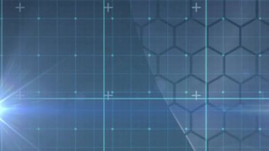 Ekranda hareket eden mavi bir ızgaranın animasyonu. dijital arayüz küresel bağlantılar konsepti dijital olarak oluşturulmuş video.