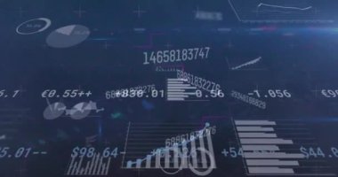 İstatistik kaydı ve finansal veri işleme üzerinde değişen numaraların animasyonu. küresel iş ve finans kavramı dijital olarak oluşturulan video.