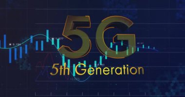 5g 5. nesil metnin istatistik ve veri işleme üzerine animasyonu. küresel iş ve finans kavramı dijital olarak oluşturulan video.