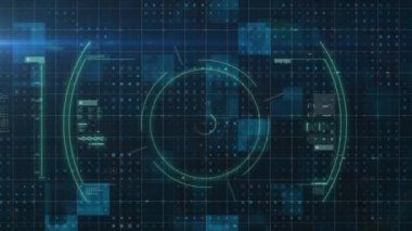 Mavi arkaplandaki şebekeyi tarayan kovanlı 19 hücrenin animasyonu. küresel salgın ve bilim konsepti dijital olarak üretilen video.