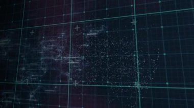 Mavi arkaplanda dönen DNA yapısına karşı ızgara ağının dijital animasyonu. Bilgisayar arayüzü ve tıbbi araştırma teknolojisi kavramı.