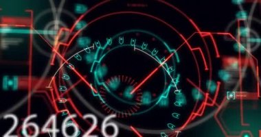 Değişen numaraların animasyonu, kapsamlı tarama ve finansal veri işleme. küresel iş ve finans kavramı dijital olarak oluşturulan video.