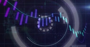 Kapsam taraması ve finansal veri işleme animasyonu. küresel iş ve finans kavramı dijital olarak oluşturulan video.