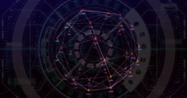 Kapsam taraması animasyonu ve bağlantı ağının küresi. Genel bağlantı ağı konsepti dijital olarak oluşturulmuş video.