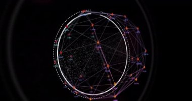 DNA yapısının dijital animasyonu dünya çapındaki bağlantı ağlarına karşı dönüyor. Bilgisayar arayüzü ve tıbbi araştırma teknolojisi kavramı.