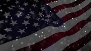 Amerikan bayrağını sallayan DNA yapısının dijital bileşimi. Bilgisayar arayüzü ve tıbbi araştırma teknolojisi kavramı.