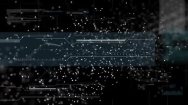 Veri işleme ile dijital arayüze karşı dönen DNA yapısının dijital animasyonu. Bilgisayar arayüzü ve tıbbi araştırma teknolojisi kavramı.