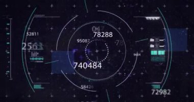 Değişen numaraların animasyonu, kapsamlı tarama ve finansal veri işleme. küresel iş ve finans kavramı dijital olarak oluşturulan video.