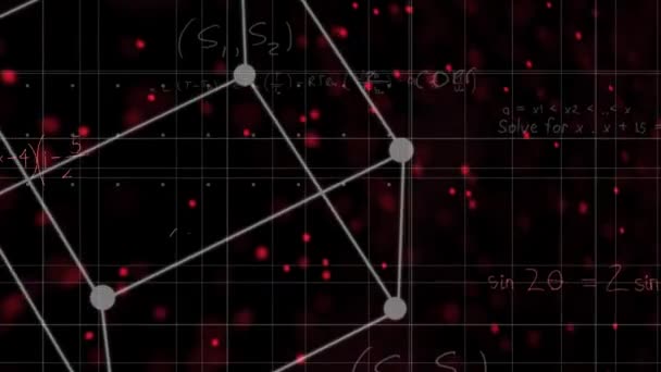 Animación Digital Formas Geométricas Estructura Adn Girando Contra Ecuaciones Matemáticas — Vídeo de stock