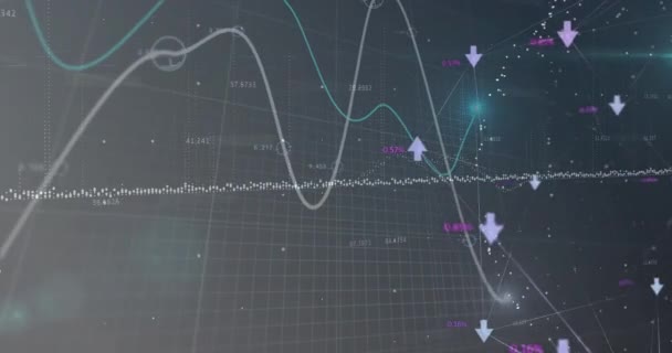 Animación Líneas Números Cambiantes Flechas Procesamiento Datos Través Cuadrícula Concepto — Vídeo de stock