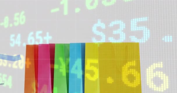 Animacja Zmieniających Się Liczb Niebieska Linia Przetwarzanie Danych Finansowych Rzędzie — Wideo stockowe