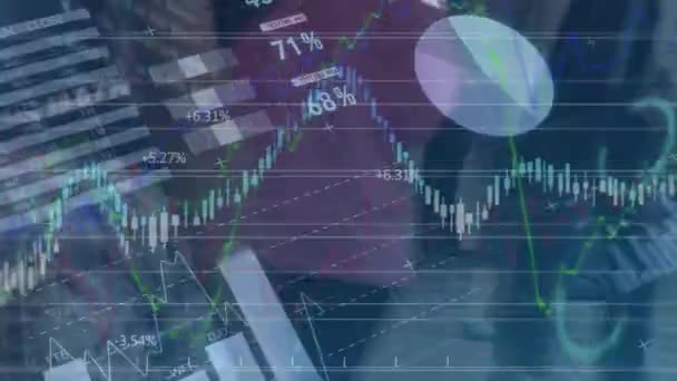 Digitální Složení Zpracování Finančních Údajů Porovnání Podnikateli Pozadí Globální Finance — Stock video