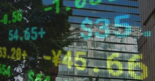 Animazione Dell Elaborazione Dei Dati Finanziari Moderni Edifici Uffici Concetto — Video Stock