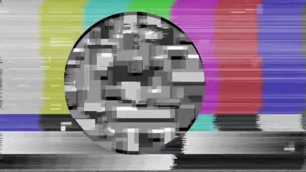 Animación Círculo Blanco Negro Sobre Pantalla Prueba Color Retro Con — Vídeos de Stock