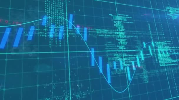 Animación Del Registro Estadístico Del Procesamiento Datos Financieros Concepto Global — Vídeos de Stock